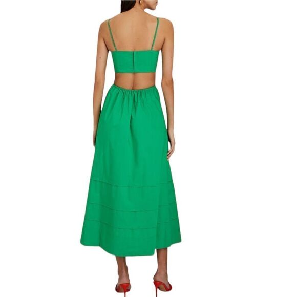 Nicholas Baylee Cut-Out Pockets Midi Dress in Green Emerald .Size 0 - Picture 3 of 15